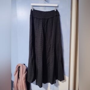 Tipsy Gipsy Black Wide Leg Cotton Eyelet Pull On Pants Culottes M/L